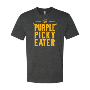 Purple Picky Eater - Adult Unisex T-Shirt - Charcoal - Pick & Shovel Wear