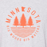 Big Woods/Big Waters : Unisex Raglan Shirt - Indigo/Heather White - Pick & Shovel Wear