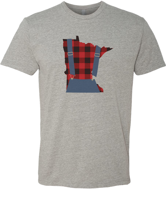 Minnesota Plaid Overalls - Unisex T-Shirt - Dark Heather Gray - Pick & Shovel Wear