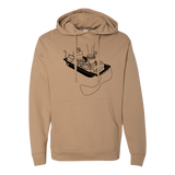 Ice Fishing Sled - Midweight Hooded Pullover Sweatshirt - Sandstone